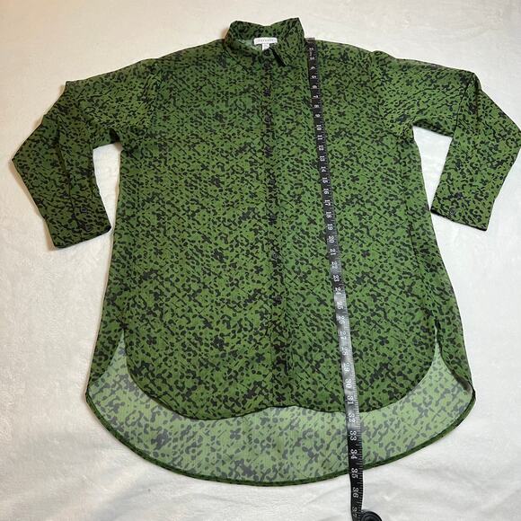 TOPSHOP Abstract Print Semi Sheer Button Up Tunic Blouse Size 4-6 Colorful - Picture 7 of 8